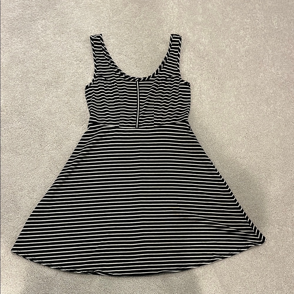 Xhilaration Black and White Sleeveless A-Line Mini Dress
